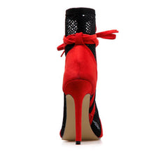 Load image into Gallery viewer, Black Mesh Open Toe High Heels