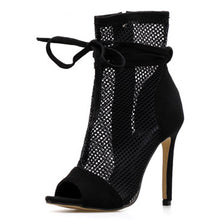 Load image into Gallery viewer, Black Mesh Open Toe High Heels