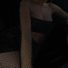 Load image into Gallery viewer, Rhinestones Fishnet Dress
