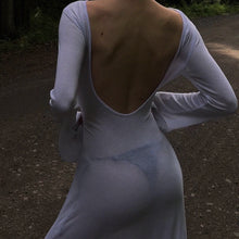 Load image into Gallery viewer, Long Sleeve Backless Mesh Bodycon Maxi Dress
