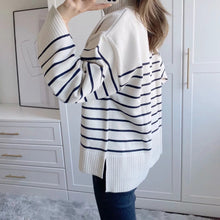 Load image into Gallery viewer, Striped Knit Sweater With Zip
