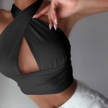 Load image into Gallery viewer, Halter Cross Neck Crop Top
