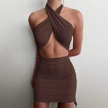 Load image into Gallery viewer, Cross Halter Cut Out Mini Dress
