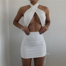 Load image into Gallery viewer, Cross Halter Cut Out Mini Dress
