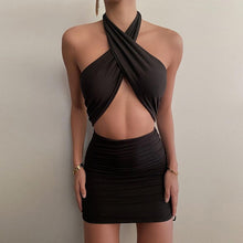 Load image into Gallery viewer, Cross Halter Cut Out Mini Dress
