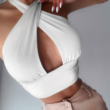 Load image into Gallery viewer, Halter Cross Neck Crop Top
