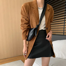 Load image into Gallery viewer, Brown Faux Suede Blazer
