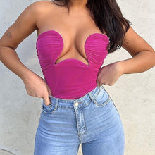 Load image into Gallery viewer, Ruched Bandage Corset Top With Curved Neckline
