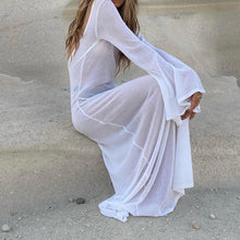 Load image into Gallery viewer, Long Sleeve Backless Mesh Bodycon Maxi Dress
