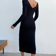 Load image into Gallery viewer, Knit Rib V-Neck Bodycon Dress
