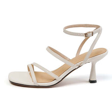 Load image into Gallery viewer, Ankle Strap Heeled Leather Sandals
