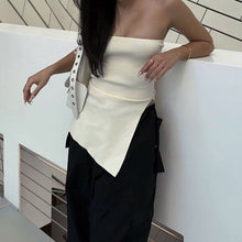 Load image into Gallery viewer, Ribbed Knit Split Hem Bandeau Top
