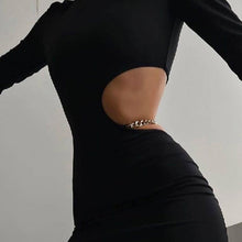 Load image into Gallery viewer, Chain Detail Cut Out Waist Bodycon Dress
