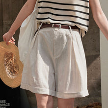 Load image into Gallery viewer, Casual High Waist Wide Leg Linen Shorts
