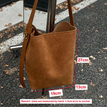 Load image into Gallery viewer, Suede Leather Bucket Shoulder Bag
