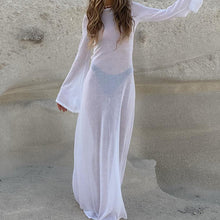 Load image into Gallery viewer, Long Sleeve Backless Mesh Bodycon Maxi Dress
