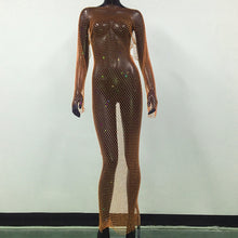 Load image into Gallery viewer, Rhinestones Fishnet Dress

