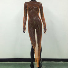 Load image into Gallery viewer, Rhinestones Fishnet Dress
