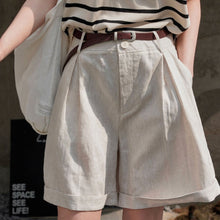 Load image into Gallery viewer, Casual High Waist Wide Leg Linen Shorts
