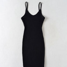 Load image into Gallery viewer, Ribbed Sleeveless V Neck Bodycon Midi Dress
