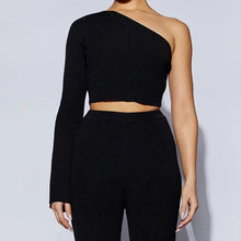 Load image into Gallery viewer, Asymmetrical One Shoulder Long Sleeve Knit Top
