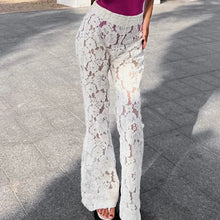 Load image into Gallery viewer, White Flared Lace Trousers
