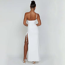 Load image into Gallery viewer, One Shoulder Strap Thigh High Split Bodycon Maxi Dress
