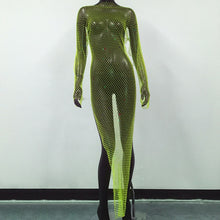 Load image into Gallery viewer, Rhinestones Fishnet Dress
