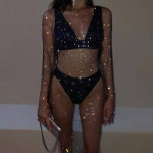 Load image into Gallery viewer, Rhinestones Fishnet Dress

