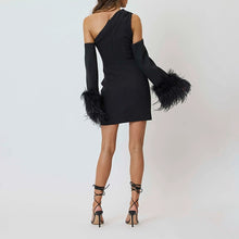 Load image into Gallery viewer, Feather Sleeved Mini Dress
