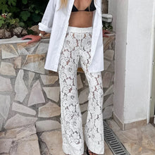 Load image into Gallery viewer, White Flared Lace Trousers
