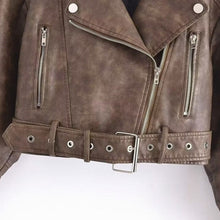 Load image into Gallery viewer, Oversized Faux Leather Crop Biker Jacket
