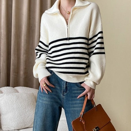 Striped Knitted Casual Sweater