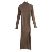 Load image into Gallery viewer, Long Sleeves High-Neck Knit Midi Dress
