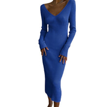 Load image into Gallery viewer, Knit Rib V-Neck Bodycon Dress
