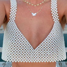 Load image into Gallery viewer, Faux Pearl Crop Top
