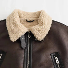 Load image into Gallery viewer, Faux Leather Shearling Biker Jacket
