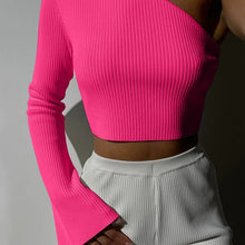 Load image into Gallery viewer, Asymmetrical One Shoulder Long Sleeve Knit Top
