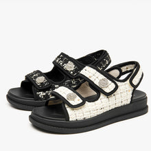 Load image into Gallery viewer, Slingback Tweed Dad Sandals
