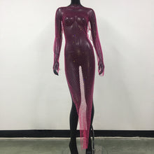 Load image into Gallery viewer, Rhinestones Fishnet Dress
