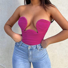 Load image into Gallery viewer, Ruched Bandage Corset Top With Curved Neckline
