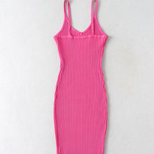 Load image into Gallery viewer, Ribbed Sleeveless V Neck Bodycon Midi Dress
