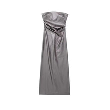 Load image into Gallery viewer, Metallic Strapless Midi Dress
