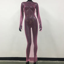 Load image into Gallery viewer, Rhinestones Fishnet Dress
