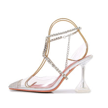 Load image into Gallery viewer, Rhinestone Decor Clear Point Toe Heels
