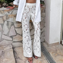 Load image into Gallery viewer, White Flared Lace Trousers
