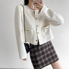 Load image into Gallery viewer, Cropped Tweed Jacket With Pocket
