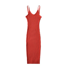 Load image into Gallery viewer, Ribbed Sleeveless V Neck Bodycon Midi Dress
