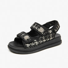 Load image into Gallery viewer, Slingback Tweed Dad Sandals
