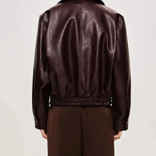 Load image into Gallery viewer, Faux Leather Jacket in Wine Red
